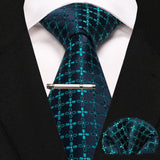 lasanderss.store Vert-C cravate Vert en soie pochette et pinces à cravate pour homme