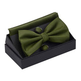 lasanderss.store Vert/Clair Ensemble de nœuds papillon Double pli, boutons de manchette et pochette