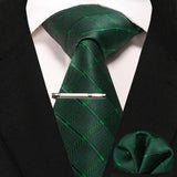 lasanderss.store Vert cravate en soie pochette et pinces à cravate pour homme