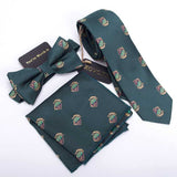 lasanderss.store Vert cravate fine avec nœud papillon mouchoir carré