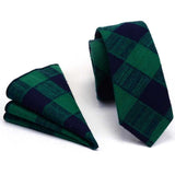 lasanderss.store Vert Cravate fine en coton avec carré poche pour hommes
