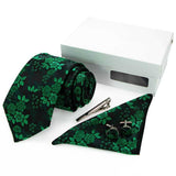 lasanderss.store Vert Cravates boutons de manchette pince à cravate et mouchoir