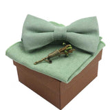 lasanderss.store Vert-D nœud papillon en coton avec broche et pochette