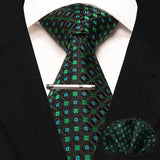 lasanderss.store Vert-E cravate Vert en soie pochette et pinces à cravate pour homme