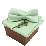 lasanderss.store Vert-E nœud papillon en coton avec broche et pochette