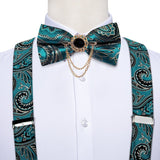 lasanderss.store Vert Ensemble de bretelles avec nœud papillon pour homme