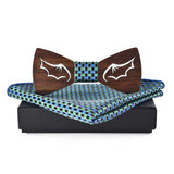 lasanderss.store Vert nœud papillon en bois poche carré de costumes pour homme