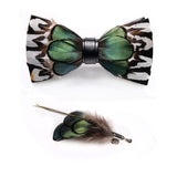 lasanderss.store Vert nœud papillon plumes avec coffret cadeau