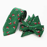 lasanderss.store Vert/Rouge Cravate et Nœud Papillon en soie motif arbre de noël