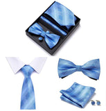 lasanderss.store Vêtements et accessoires Bleu-F Cravate nœud papillon pochette en soie boutons de manchette