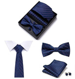 lasanderss.store Vêtements et accessoires Bleu-G Cravate nœud papillon pochette en soie boutons de manchette