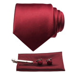 lasanderss.store Vêtements et accessoires Bordeaux Cravate ensemble de cravate pochette 4pcs pour homme