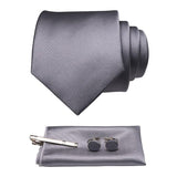 lasanderss.store Vêtements et accessoires Gris Cravate ensemble de cravate pochette 4pcs pour homme