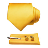 lasanderss.store Vêtements et accessoires Jaune Cravate ensemble de cravate pochette 4pcs pour homme