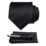 lasanderss.store Vêtements et accessoires Noir Cravate ensemble de cravate pochette 4pcs pour homme