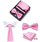 lasanderss.store Vêtements et accessoires Rose Cravate nœud papillon pochette en soie boutons de manchette