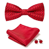 lasanderss.store Vêtements et accessoires Rouge Nœud Papillon pochette assortie bouton de manchette