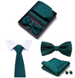 lasanderss.store Vêtements et accessoires Vert Cravate nœud papillon pochette en soie boutons de manchette