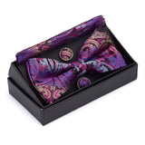 lasanderss.store Violet-A Cravate papillon mouchoir boutons de manchette mode hommes
