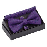 lasanderss.store Violet-B Cravate papillon mouchoir boutons de manchette mode hommes