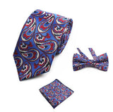 lasanderss.store Violet Cravate avec poche et nœud Papillon pour homme a motif Floral stylé