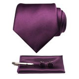 lasanderss.store Violet Cravate en soie ensemble de cravate pochette 4pcs pour homme
