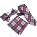 lasanderss.store Violet cravate fine avec nœud papillon mouchoir carré