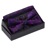 lasanderss.store Violet Cravate papillon mouchoir boutons de manchette mode hommes