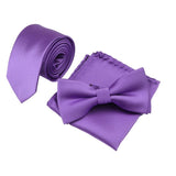 lasanderss.store Violet Cravate slim Nœud papillon et pochette