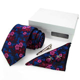 lasanderss.store Violet Cravates boutons de manchette pince à cravate et mouchoir