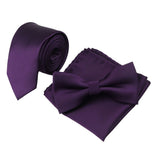 lasanderss.store Violet Ensemble Cravate slim Nœud papillon et pochette