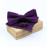 lasanderss.store Violet Nœud Papillon pochette et Bouton de Manchette