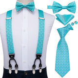 Ensemble cravate nœud papillon pochette et bretelle en soie