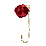 Cravates en soie rouge avec anneau broche pour homme