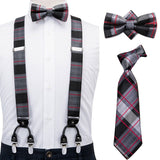 Ensemble cravate nœud papillon pochette et bretelle en soie