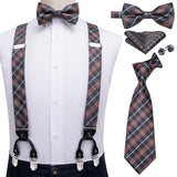 Ensemble cravate nœud papillon pochette et bretelle en soie