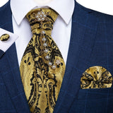 Cravate -Broche et pochette en soie pour homme 4pcs