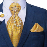 Cravate -Broche et pochette soie pour homme 4pcs