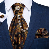 cravate -Broche et pochette en soie pour homme