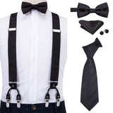 Ensemble cravate nœud papillon pochette et bretelle en soie