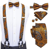 Ensemble cravate nœud papillon pochette et bretelle en soie