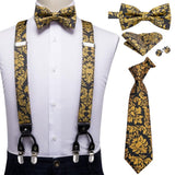 Ensemble cravate nœud papillon pochette et bretelle en soie