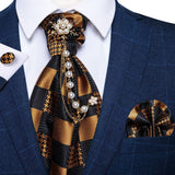 cravate -Broche et pochette en soie pour homme