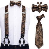 Ensemble cravate nœud papillon pochette et bretelle en soie