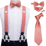 Ensemble cravate nœud papillon pochette et bretelle en soie