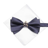 Nœud papillon deux couche décor en métal dore et pochette à assortir – | lasanderss.store