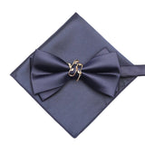 Nœud papillon deux couche décor en métal dore et pochette à assortir – | lasanderss.store