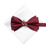 Nœud papillon deux couche décor en métal dore et pochette à assortir – | lasanderss.store
