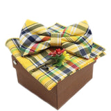 Nœud papillon Jaune en coton avec broche et pochette – | lasanderss.store