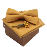 Nœud papillon Jaune en coton avec broche et pochette – | lasanderss.store